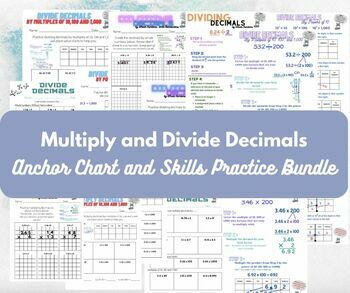 Preview of Multiply and Divide Decimals Anchor Chart and Skills Practice Bundle