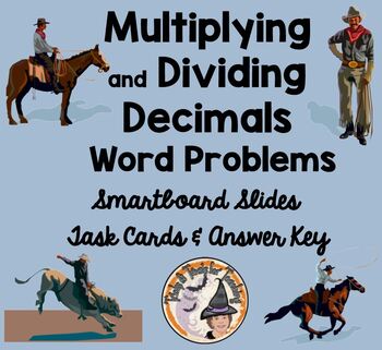 Preview of Multiply and Divide Decimals Word Problems Task Cards Activity + Answer KEY