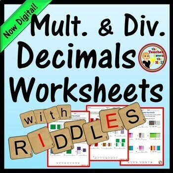 Preview of Multiply and Divide Decimals Worksheets with Riddles Print or Digital Activities