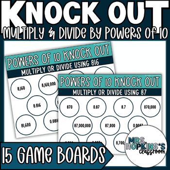 Preview of Multiply & Divide Decimals & Whole Numbers using Powers of 10 Game 5th Grade