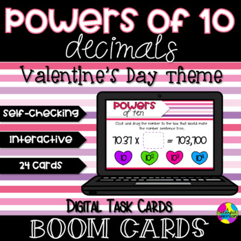 Preview of Multiply and Divide Decimals by Powers of 10 Valentine's Day Theme Boom Cards™