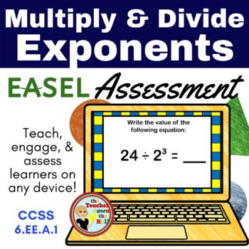 Preview of Multiply and Divide Exponents Easel Assessment - Digital Exponent Activity