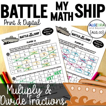 Preview of Multiplying and Dividing Fractions Activity | Practice Worksheets | Battleship