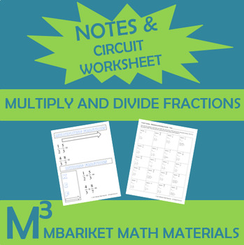 Preview of Multiply and Divide Fractions Notes and Circuit Worksheet