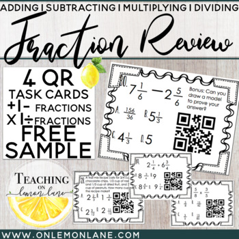 Preview of Multiply and Divide Fractions QR Code Freebie Task Cards