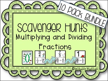 Preview of Fractions: Multiply and Divide - Scavenger Hunts 10-Pack