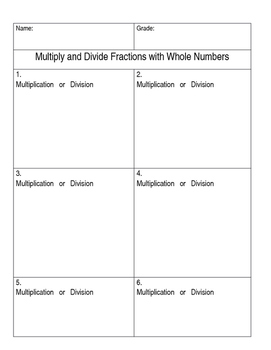 Preview of Multiply and Divide Fractions and Whole Numbers Task Cards