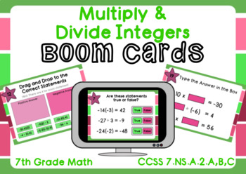 Preview of Multiply and Divide Integers Boom Cards-Digital Task Cards