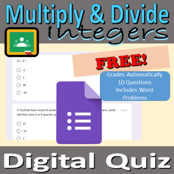 Preview of Multiply and Divide Integers - Digital Quiz - Google Form