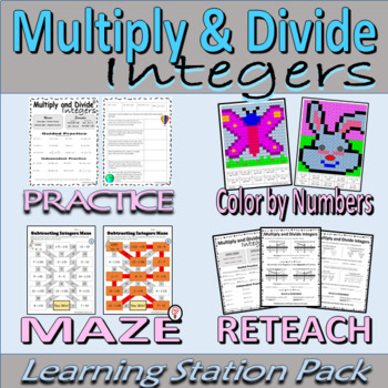 Preview of Multiply and Divide Integers Learning Station Resource Pack