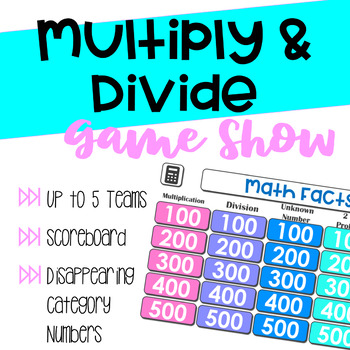 Preview of Multiply and Divide Math Facts and Array Game Show Slides 