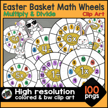 Preview of Multiply and Divide Math Wheels Easter Basket Bunny Clip Art
