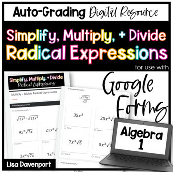 Preview of Multiply and Divide Radical Expressions Google Forms Homework