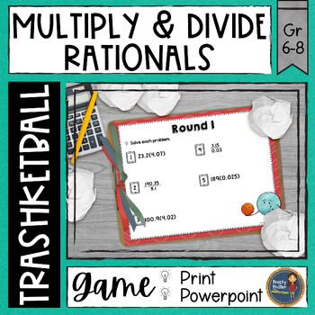 Preview of Multiply and Divide Rational Numbers Trashketball Math Game