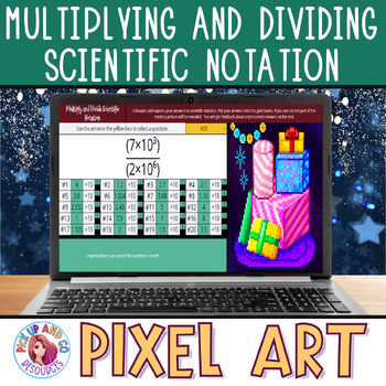 Preview of Multiply and Divide Scientific Notation Christmas Math Pixel Art Winter