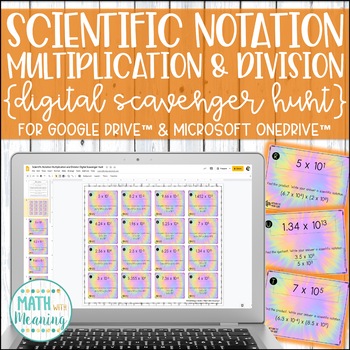 Preview of Multiply and Divide Scientific Notation DIGITAL Scavenger Hunt Distance Learning