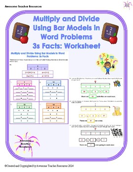 Preview of Multiply and Divide Using Bar Models in Word Problems: 3s Facts Worksheet