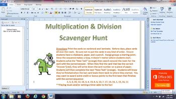 Preview of Multiply and Divide Whole Numbers Scavenger Hunt