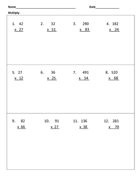 multiply and divide whole numbers warm ups or worksheet by