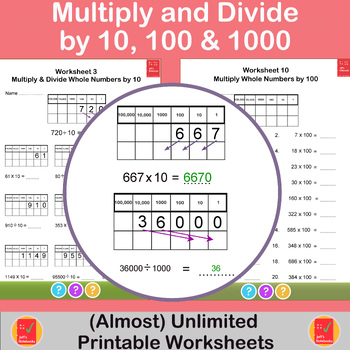 Preview of Multiply and Divide Whole Numbers by 10, 100 and 1000