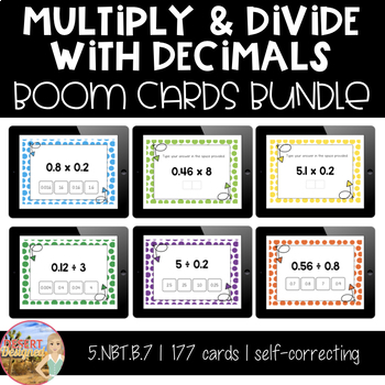 Preview of Multiply and Divide with Decimals - Boom Cards Bundle | Distance Learning