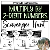 Multiply by 2 Digit Numbers Scavenger Hunt for 5th Grade Math