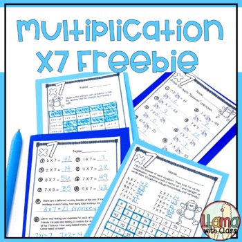 multiply by 7 free multiplication worksheets by llama with class