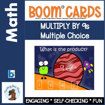 Preview of Multiply by 9s Boom Cards Multiple Choice