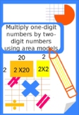 Multiply one-digit numbers by two-digit numbers using area