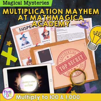Preview of Multiply to 100 and 1000 - Magical Mystery Print & Digital Math Activity