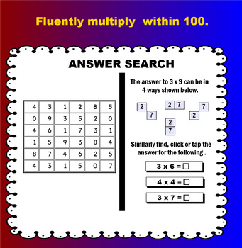 Preview of Multiply within 100 (products of two one-digit numbers.)
