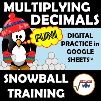 Preview of Multiplying Decimals SELF CHECKING DIGITAL PRACTICE SNOWBALL TRAINING