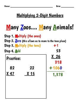 Multiplying 2-Digit Numbers by Courtney Mentzer | TpT