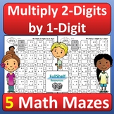 Multiplying 2-Digit Numbers by 1-Digit Math Mazes Puzzles 