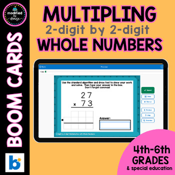 Preview of Multiplying 2-digit by 2-digit Whole Numbers Boom Cards