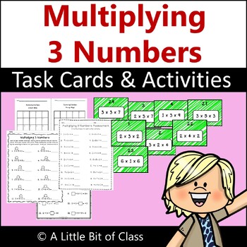 Preview of Multiplying 3 Numbers Task Cards and Activities