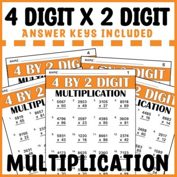 Preview of Multiplying 4 Digit Numbers by 2 Digit Numbers Activity Worksheet Google Slides