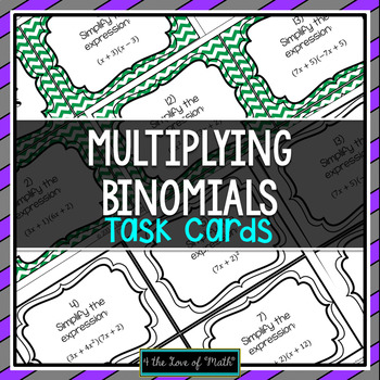 Preview of Multiplying Binomials: 30 Task Cards