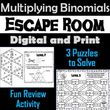 Preview of Multiplying Binomials Activity (FOIL Method): Algebra Escape Room Math Game