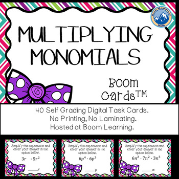 Preview of Multiplying Monomials Boom Cards--Digital Task Cards