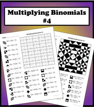 Preview of Multiplying Binomials Color Worksheet #4
