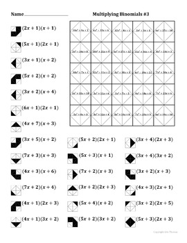 Multiplying Binomials Color Worksheet #3 by Aric Thomas | TpT