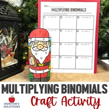Preview of Multiplying Binomials Color by Number Christmas Craft