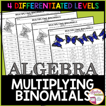 Preview of Multiplying Binomials Coloring Activities | 4 DIFFERENTIATED LEVELS