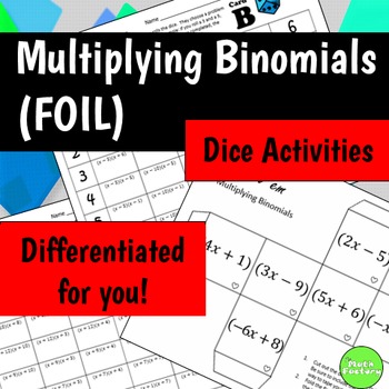 Preview of Multiplying Binomials(FOIL) Dice Activities