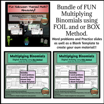 Preview of Multiplying Binomials Digital Activities Box and FOIL BUNDLE