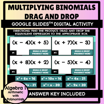 Preview of Multiplying Binomials Digital Activity - Drag and Drop