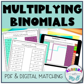 Preview of Multiplying Binomials Digital and Print Activity