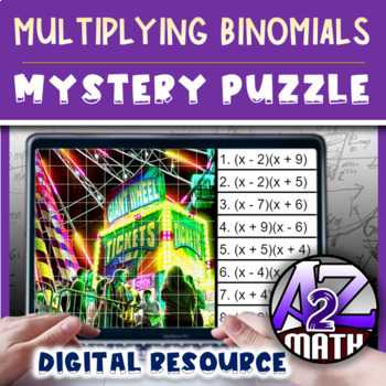 Preview of Multiplying Binomials FOIL Activity Digital Pixel Art Mystery Puzzle