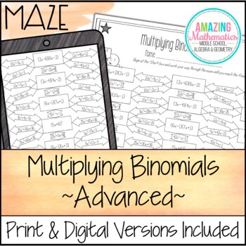 Preview of Multiplying Binomials (FOIL) Worksheet - Advanced Maze Activity